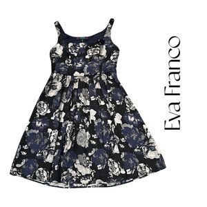 New Eva Franco for Anthropologie Blue/Silver Floral Brocade Midi Dress Sz 8 NWT